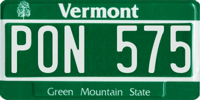 VT license plate PON575