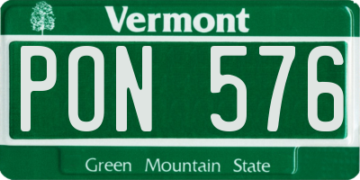 VT license plate PON576