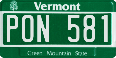 VT license plate PON581
