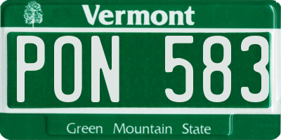 VT license plate PON583