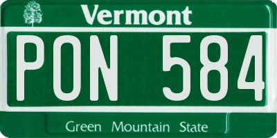 VT license plate PON584