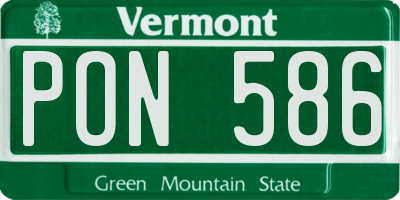 VT license plate PON586