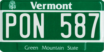VT license plate PON587
