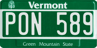 VT license plate PON589