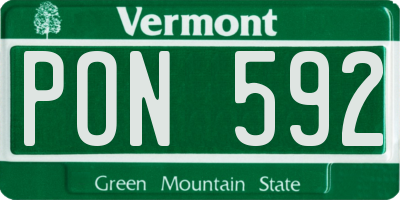 VT license plate PON592