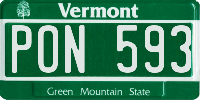 VT license plate PON593
