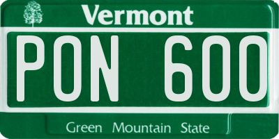 VT license plate PON600