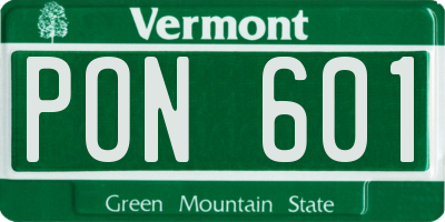 VT license plate PON601