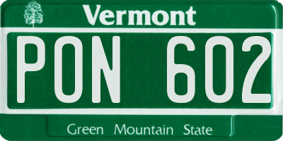 VT license plate PON602
