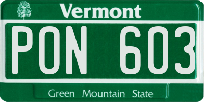 VT license plate PON603