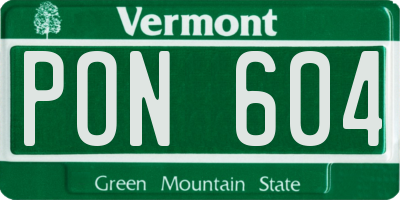 VT license plate PON604