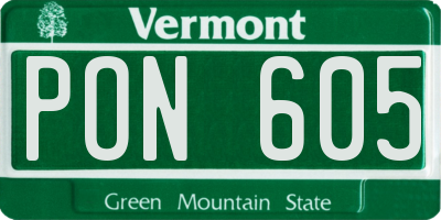 VT license plate PON605