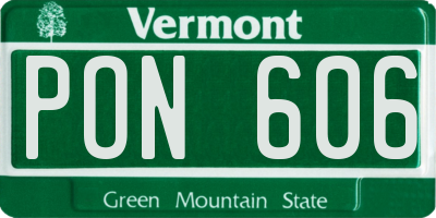 VT license plate PON606