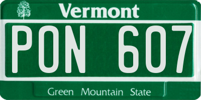 VT license plate PON607