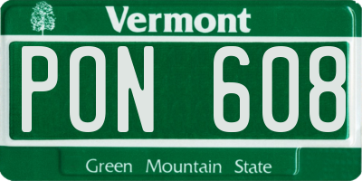 VT license plate PON608