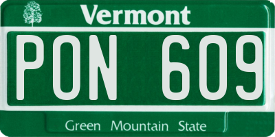 VT license plate PON609