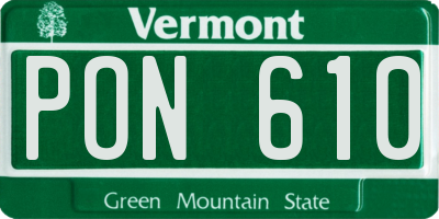 VT license plate PON610