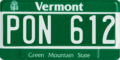 VT license plate PON612