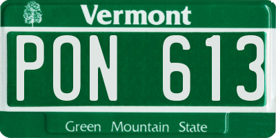 VT license plate PON613