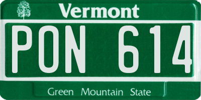 VT license plate PON614