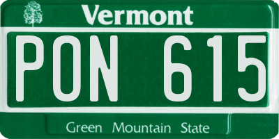 VT license plate PON615