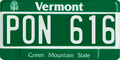 VT license plate PON616