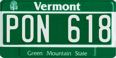 VT license plate PON618
