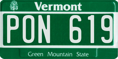 VT license plate PON619