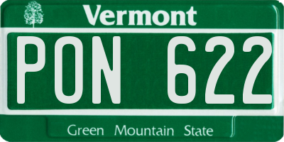 VT license plate PON622