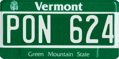 VT license plate PON624