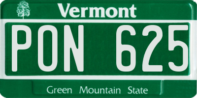 VT license plate PON625