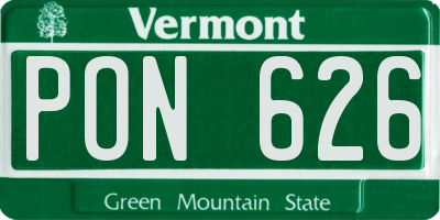 VT license plate PON626