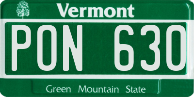 VT license plate PON630