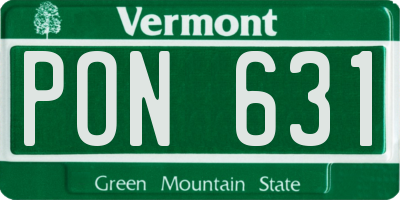 VT license plate PON631