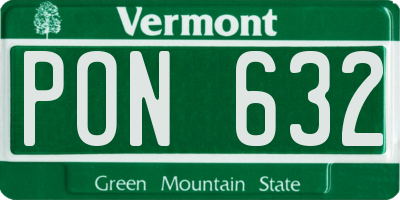 VT license plate PON632