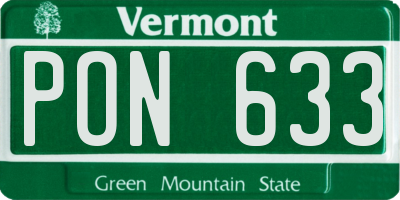VT license plate PON633