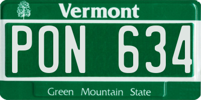 VT license plate PON634