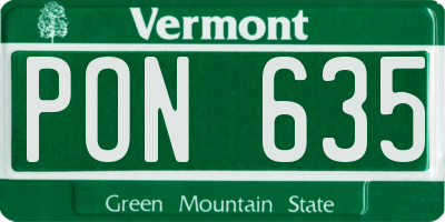 VT license plate PON635