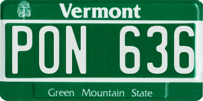 VT license plate PON636