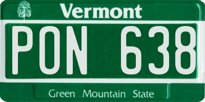 VT license plate PON638