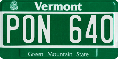 VT license plate PON640