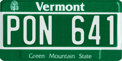 VT license plate PON641