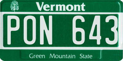 VT license plate PON643