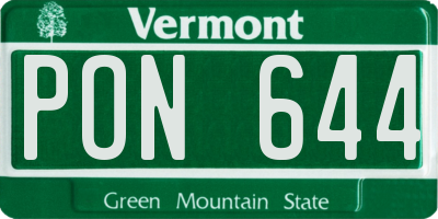VT license plate PON644
