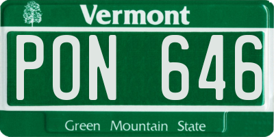 VT license plate PON646