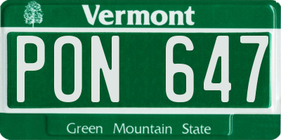 VT license plate PON647