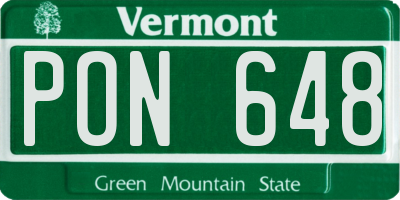 VT license plate PON648