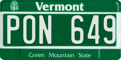 VT license plate PON649
