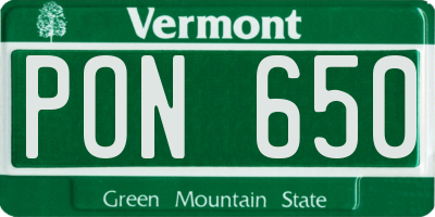 VT license plate PON650