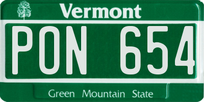 VT license plate PON654